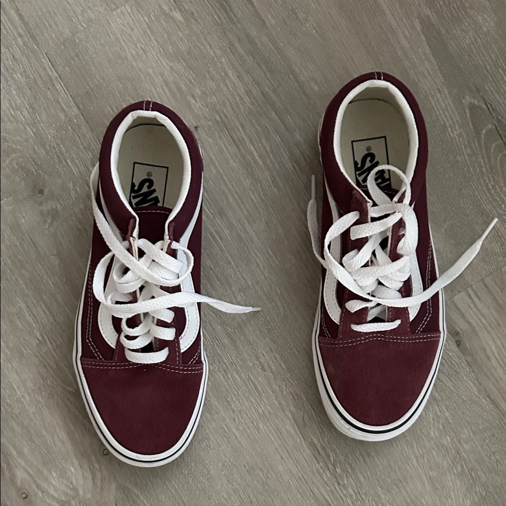 Vans Maroon Sneakers with White Laces